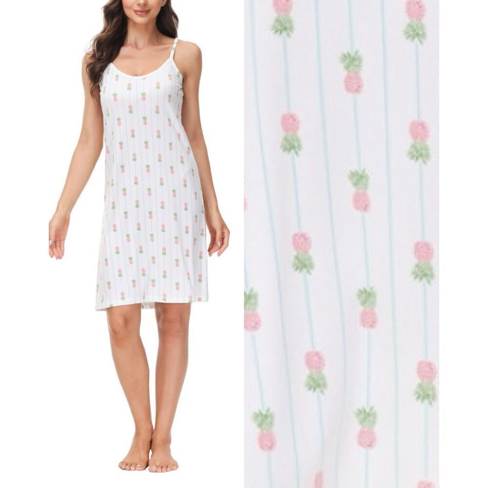 Echo NWT Printed Chemise Nightgown Pineapple Stripe Large